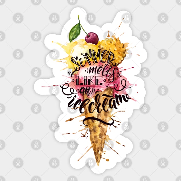 Summer Melts Like An Ice-cream Sticker by Mako Design 